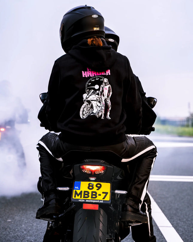 She rides harder hoodie